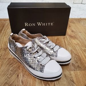 NEW in Box Ron White Women’s Nova Leather Pewter Sneakers EU SZ 38.5, US SZ 8